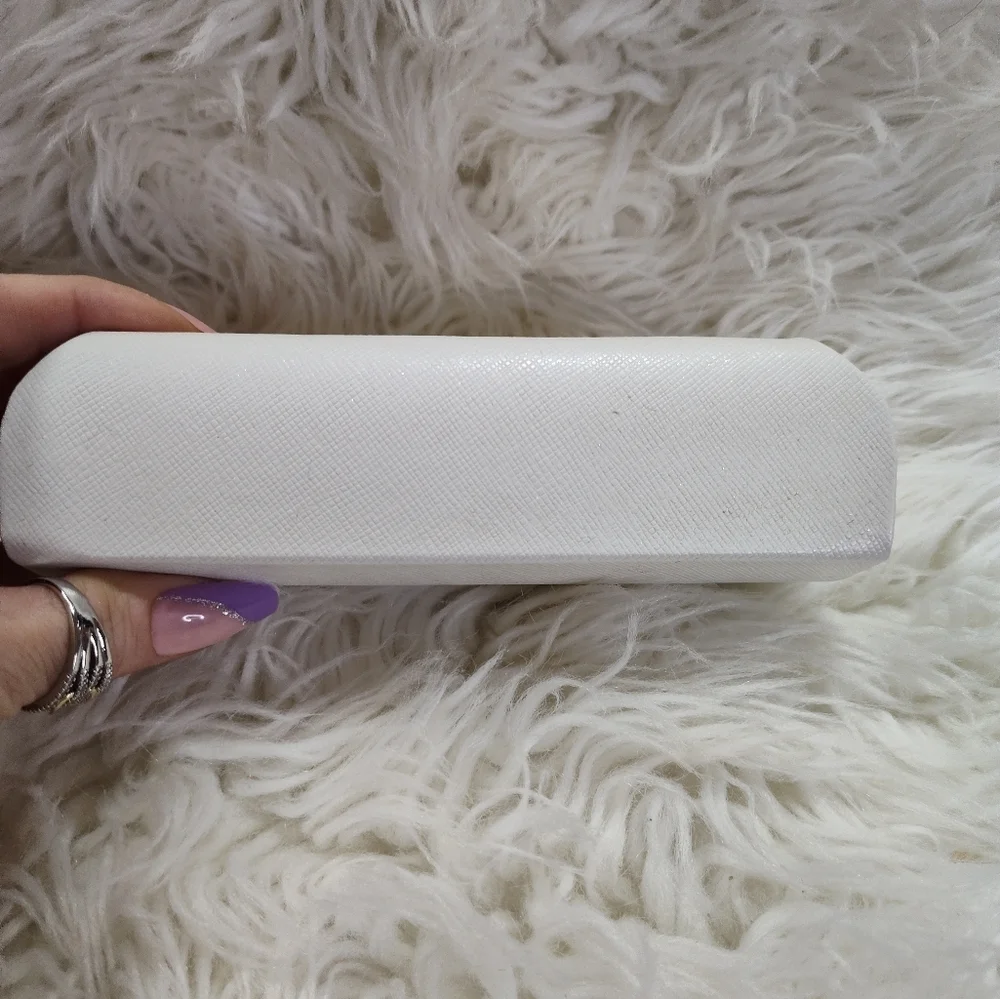 Michael Kors White Silver Logo Eyeglass Case